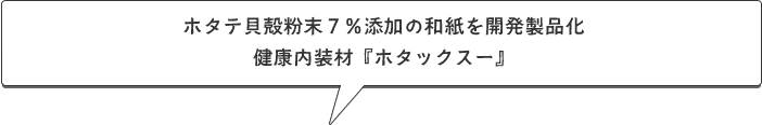 ホタテ貝殻粉末７％添加の和紙を開発製品化健康内装材『ホタックスー』